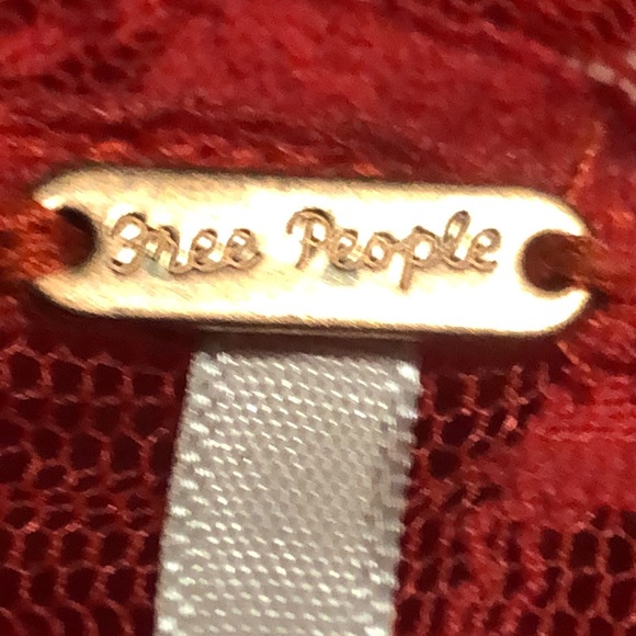 Free People Red Floral Lace Mesh Dress size 8 - Picture 8 of 16